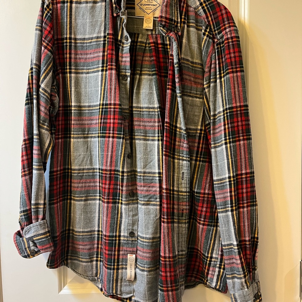 St. John's Bay Red and Gray Casual Button Down Shirt